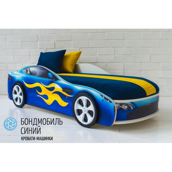 Кровать с матрасом Бельмарко Бондмобиль синий