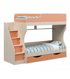 Кровать двухъярусная с ящиками Капризун 6 (Р443) оранжевый