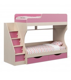 Кровать двухъярусная с ящиками Капризун 6 (Р443) розовый