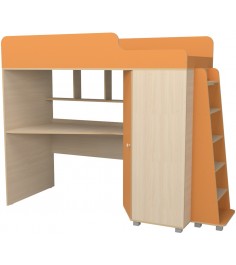 Кровать чердак с рабочей зоной Капризун 5 (Р440) оранжевый