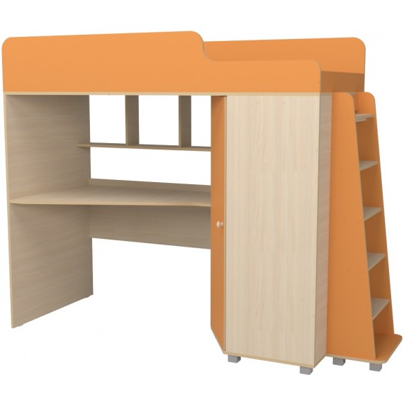 Кровать чердак с рабочей зоной Капризун 5 оранжевый