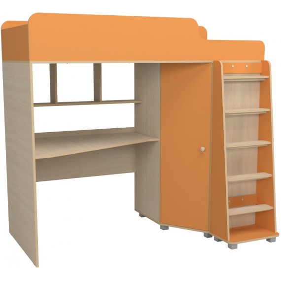 Кровать чердак с рабочей зоной Капризун 5 оранжевый