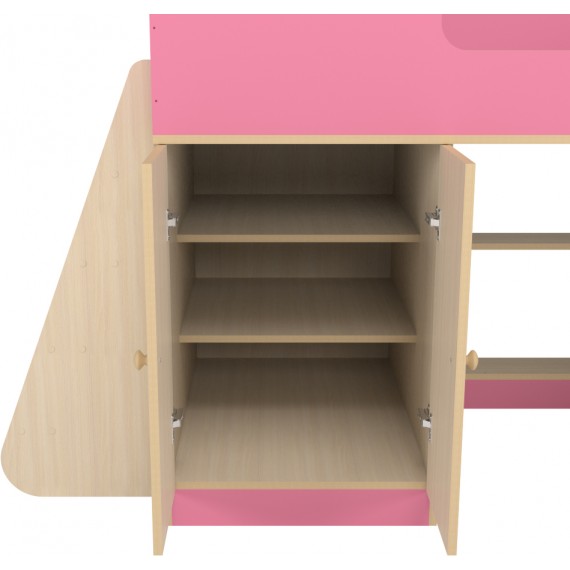 Кровать чердак со шкафом Капризун 9 розовый