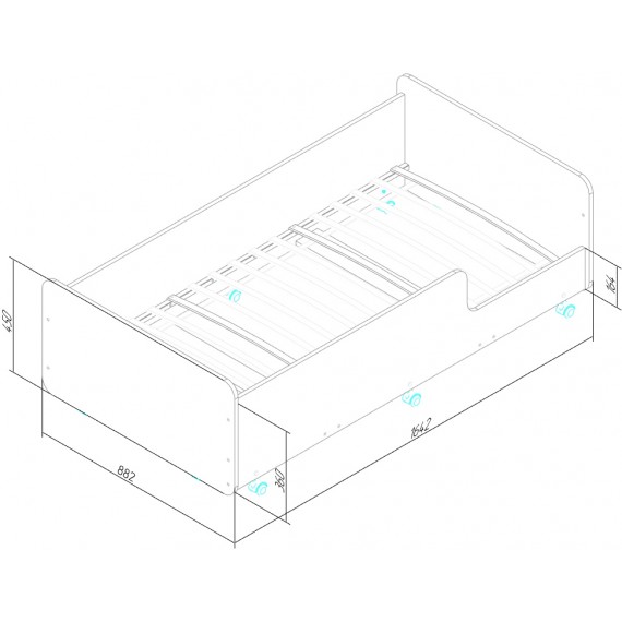 Кровать двухъярусная с лестницей с ящиками Капризун 12 лен голубой
