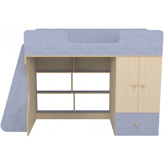 Кровать чердак со шкафом Капризун 10 лен голубой